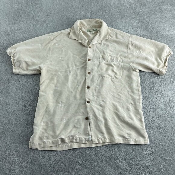 Tommy Bahama Other - Tommy Bahama Mens Beige Silk Short Sleeve Button-Up Shirt 4267